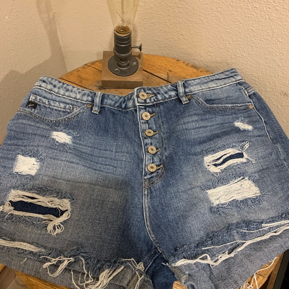 KanCan Blue Distressed Jean Shorts